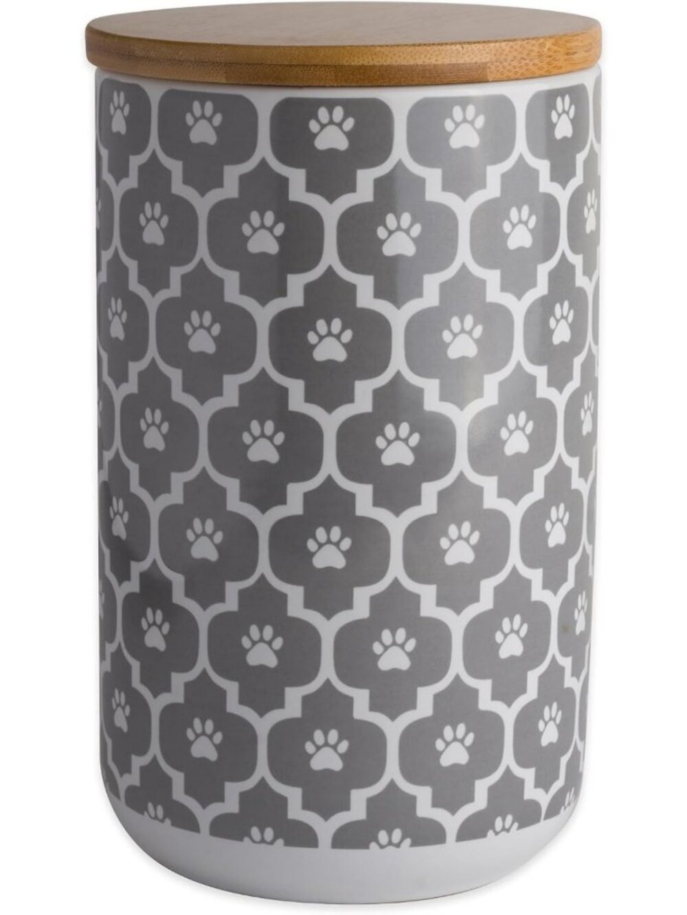 Stylish Gray Pet Bowl & Treat Canister Set - Lattice Design, 4x6.5, Pack of 6